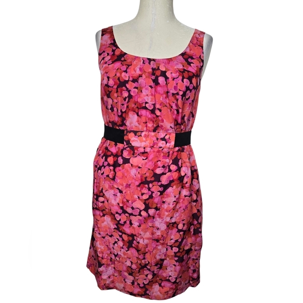 Ann Taylor LOFT Pink Black Purple Scoop Neck Sleeveless Back Zip Dress 0